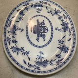 Plat ovale faïence Delft Minton (bouquet de fleurs bleu)