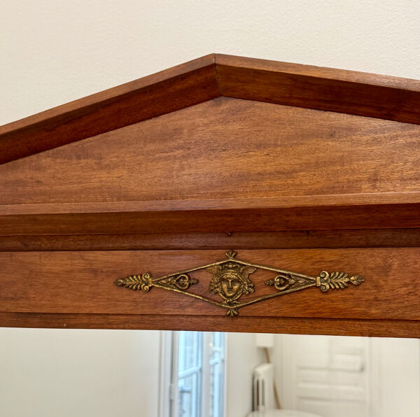 Grand miroir ancien en bois massif et bronze – style Empire