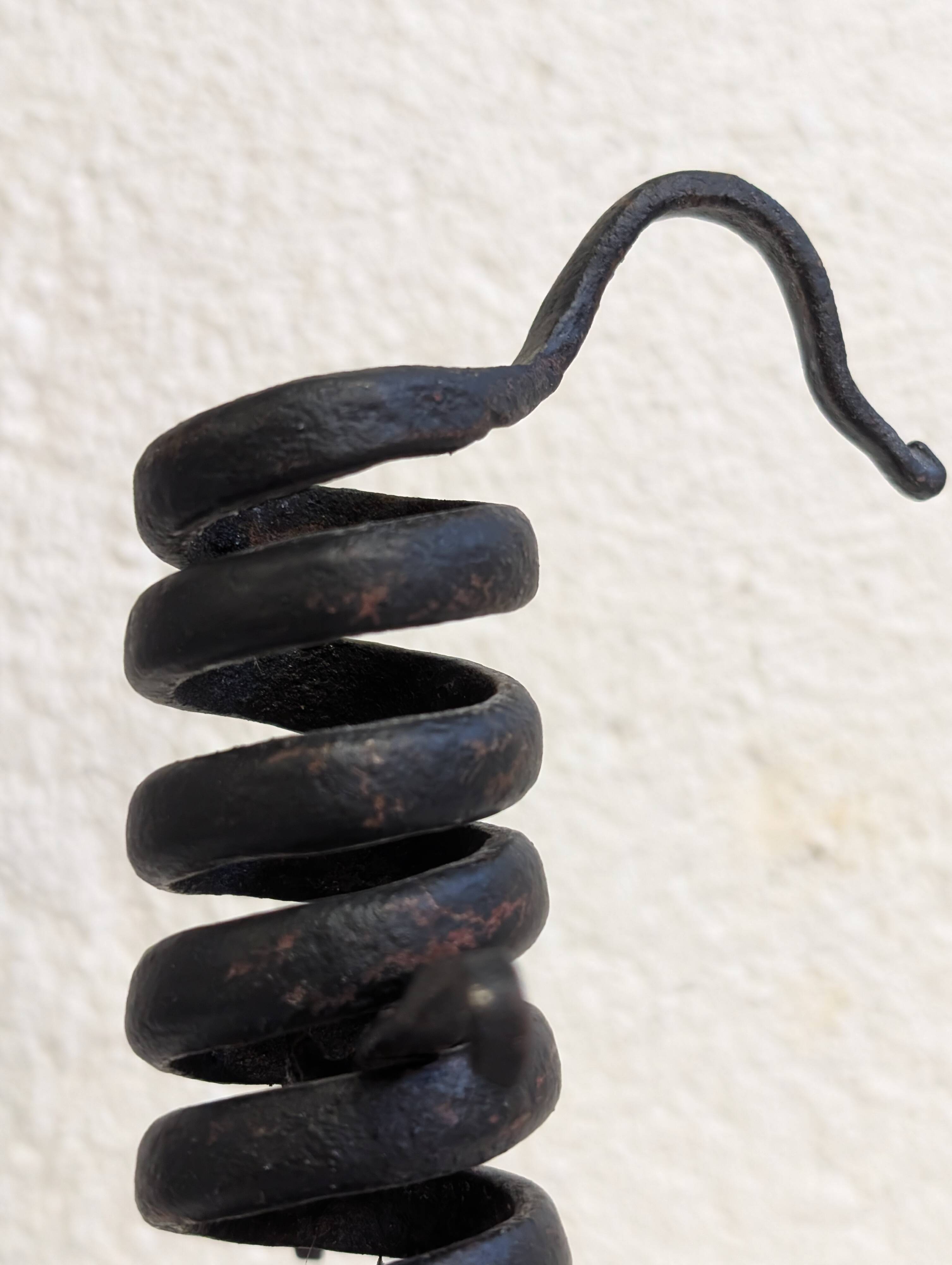 Vintage brutalist wrought iron candlestick