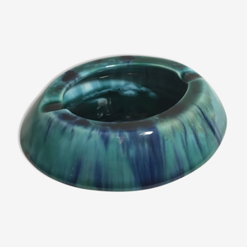 Cendrier céramique céramique émaillée Morvan bleu vert vintage