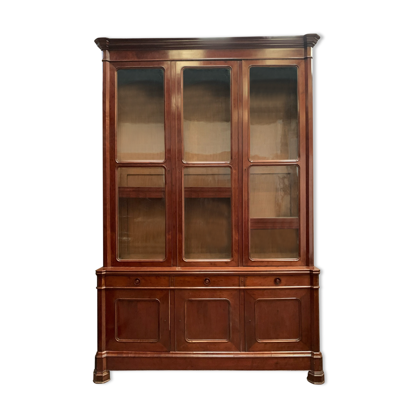 Window furniture in two bodies Napoleon III Mahogany and veneer XIX century