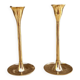 Pair of brass candlesticks Sweden 1970s