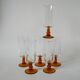 set of 6 vintage amber-footed champagne flutes 1970