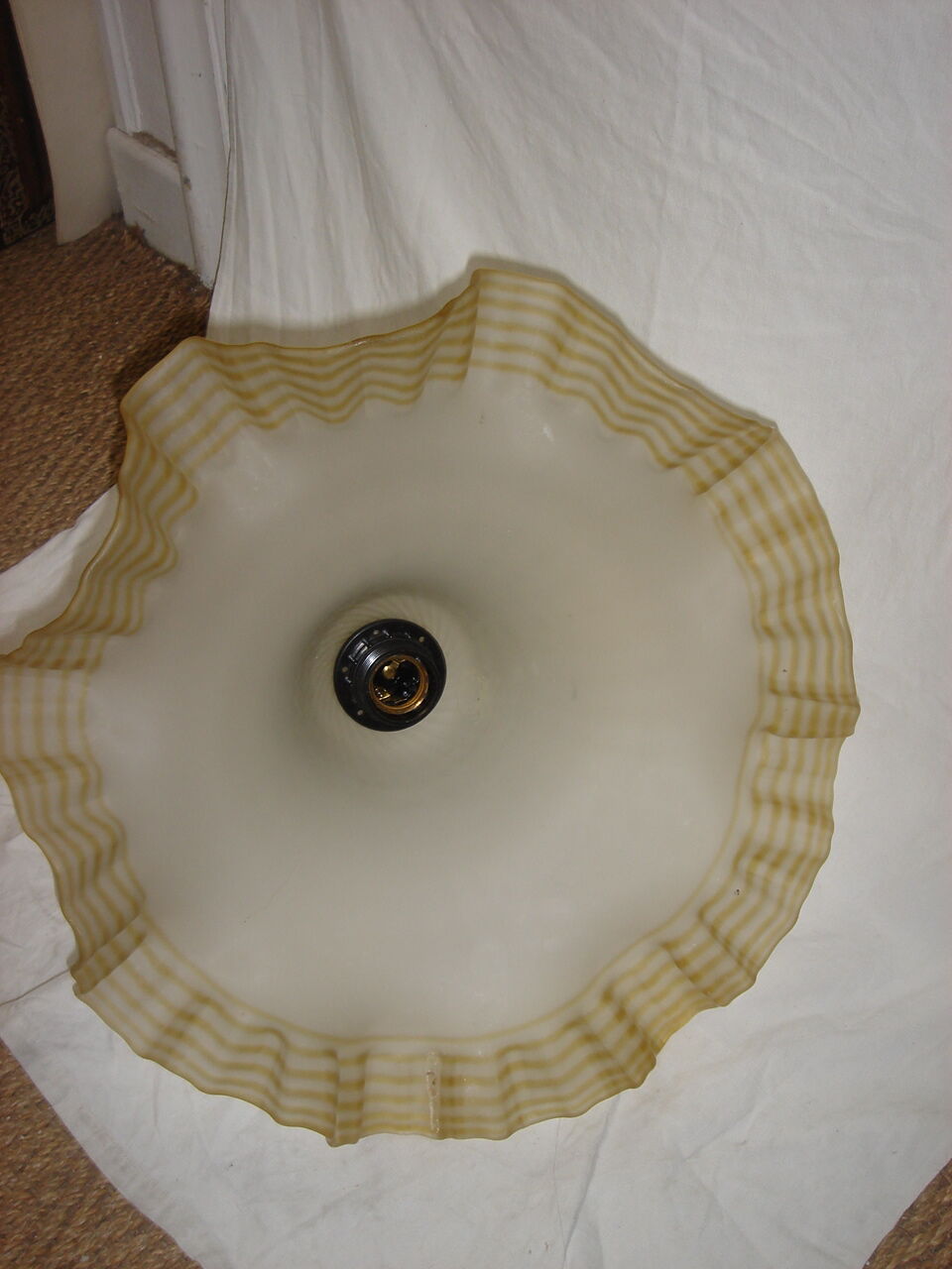 Hanging lamp in opaline opaque transparent glass of 1960