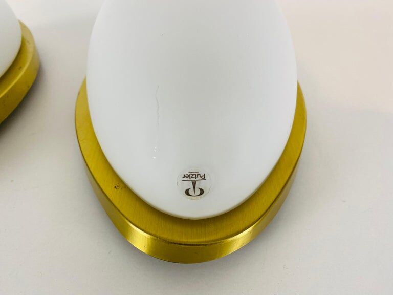 Pair of opaque glass wall lamps by Peill & Putzler, 1970, Germany