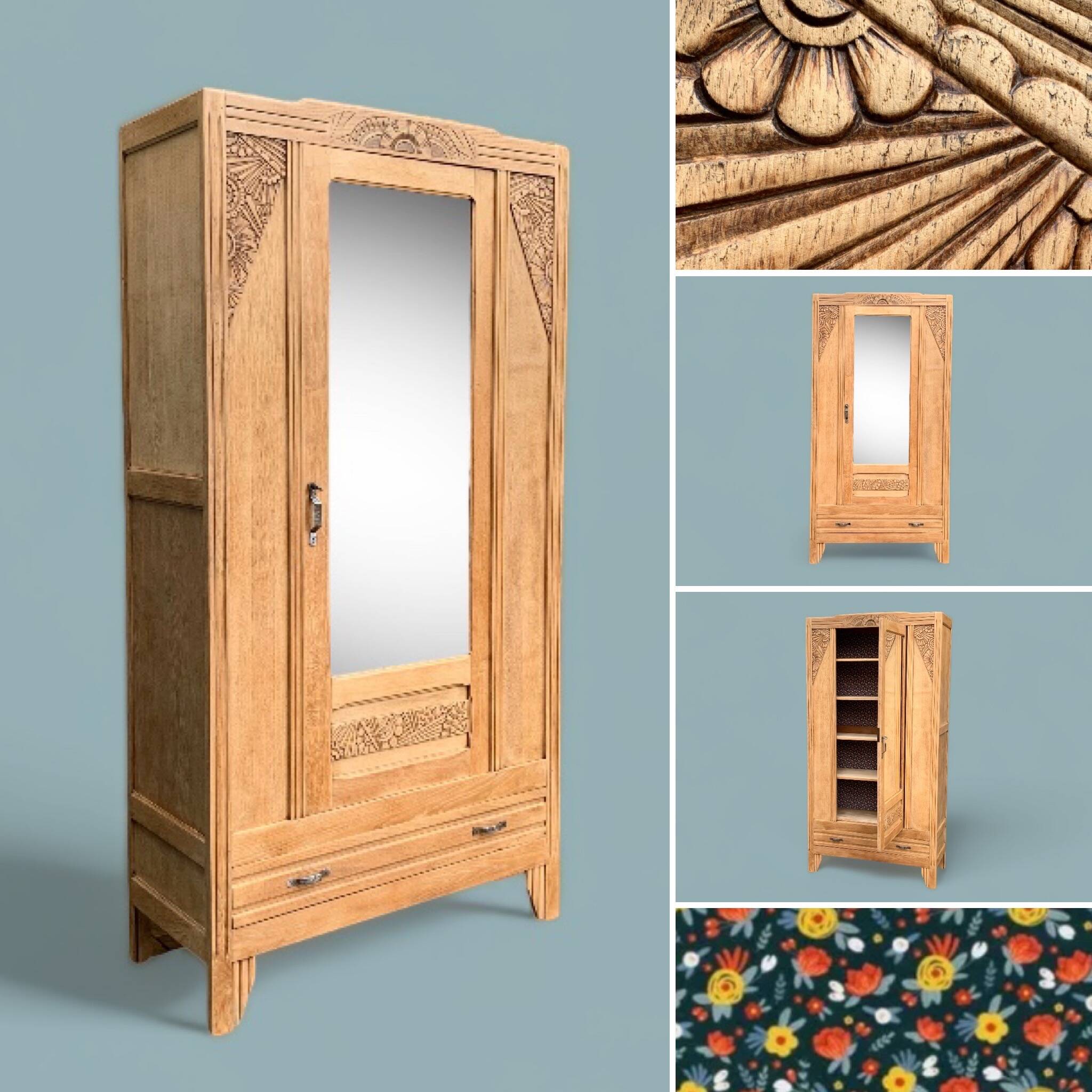 Parisian art deco cabinet in raw wood 1930