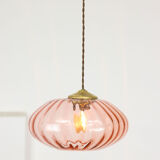 Mid Century Brass and Glass Crooked Pendant Lamp
