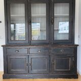 Bibliothèque / vitrine ancienne bois et fer forgé