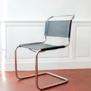 Vintage cantilever chair S33 after Mart Stam, black leather and steel.