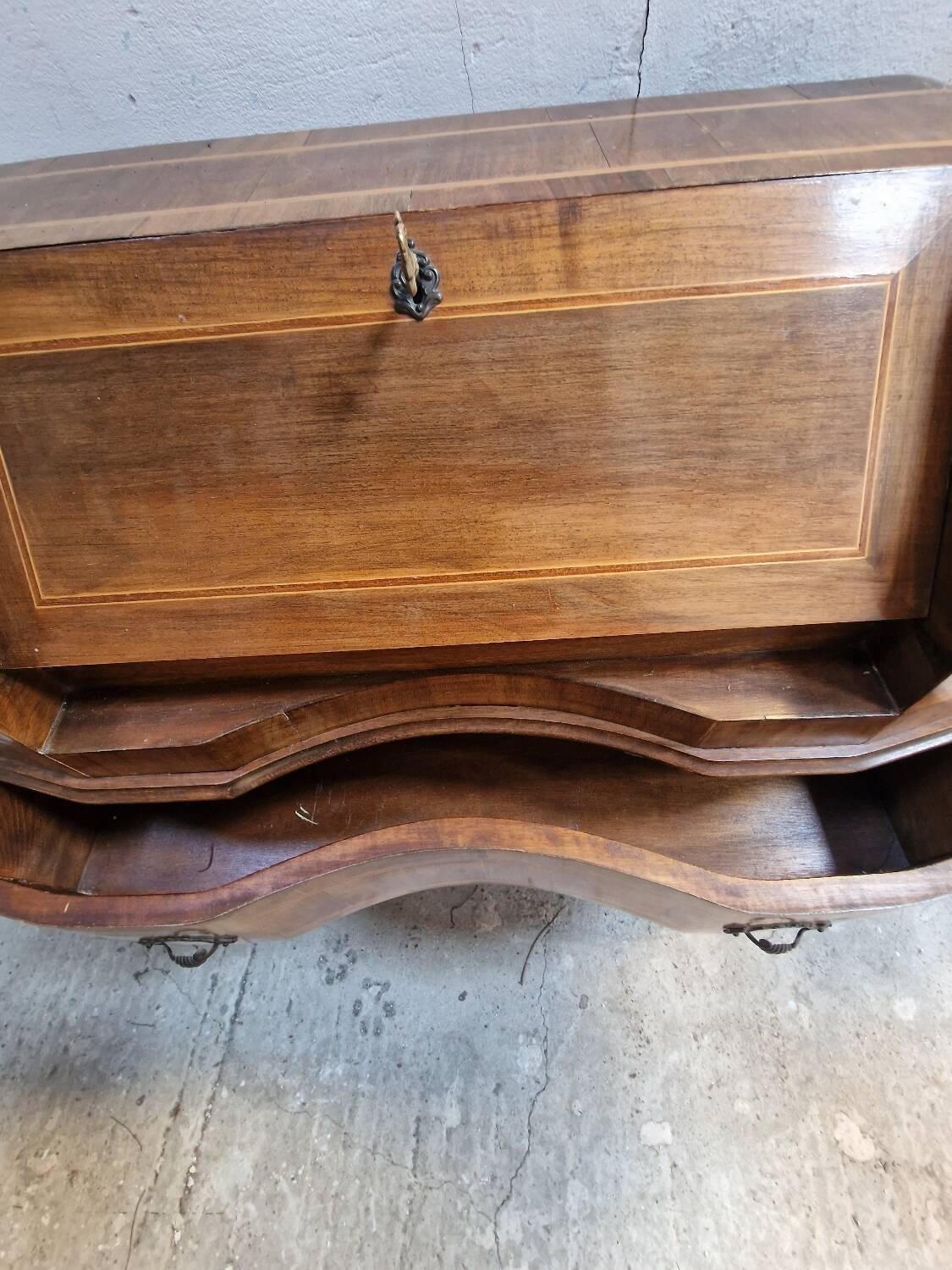 Vintage curved slope secretary