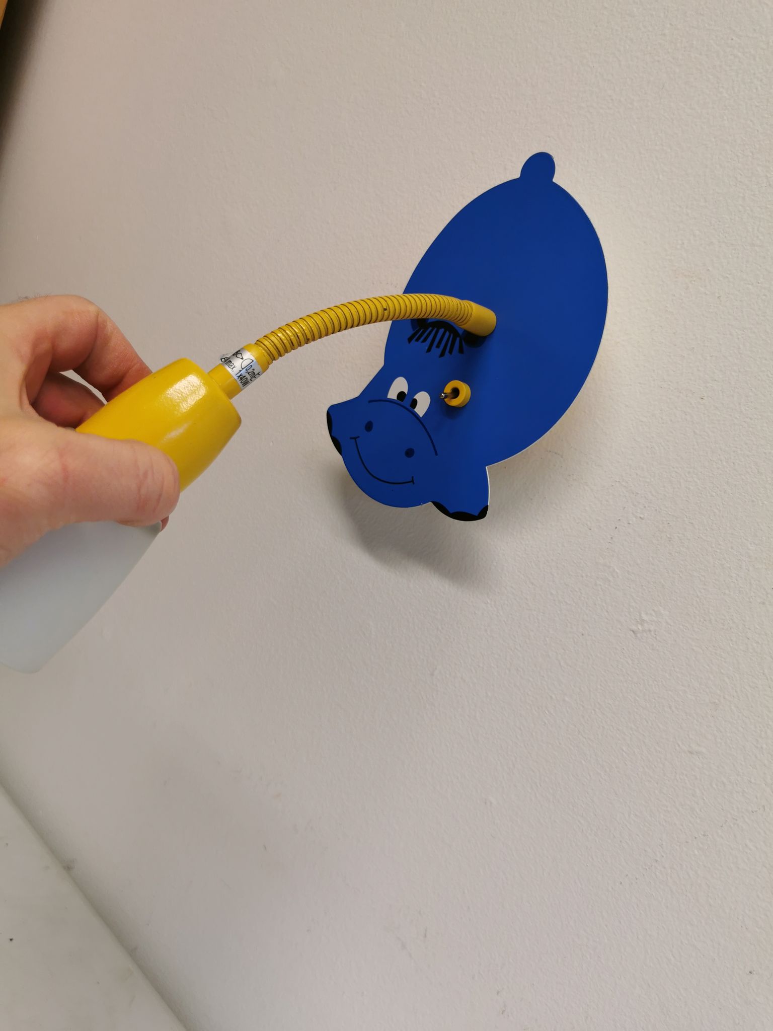 Cute hippo wall lamps for the children's room, Danish design from the 80-90s.