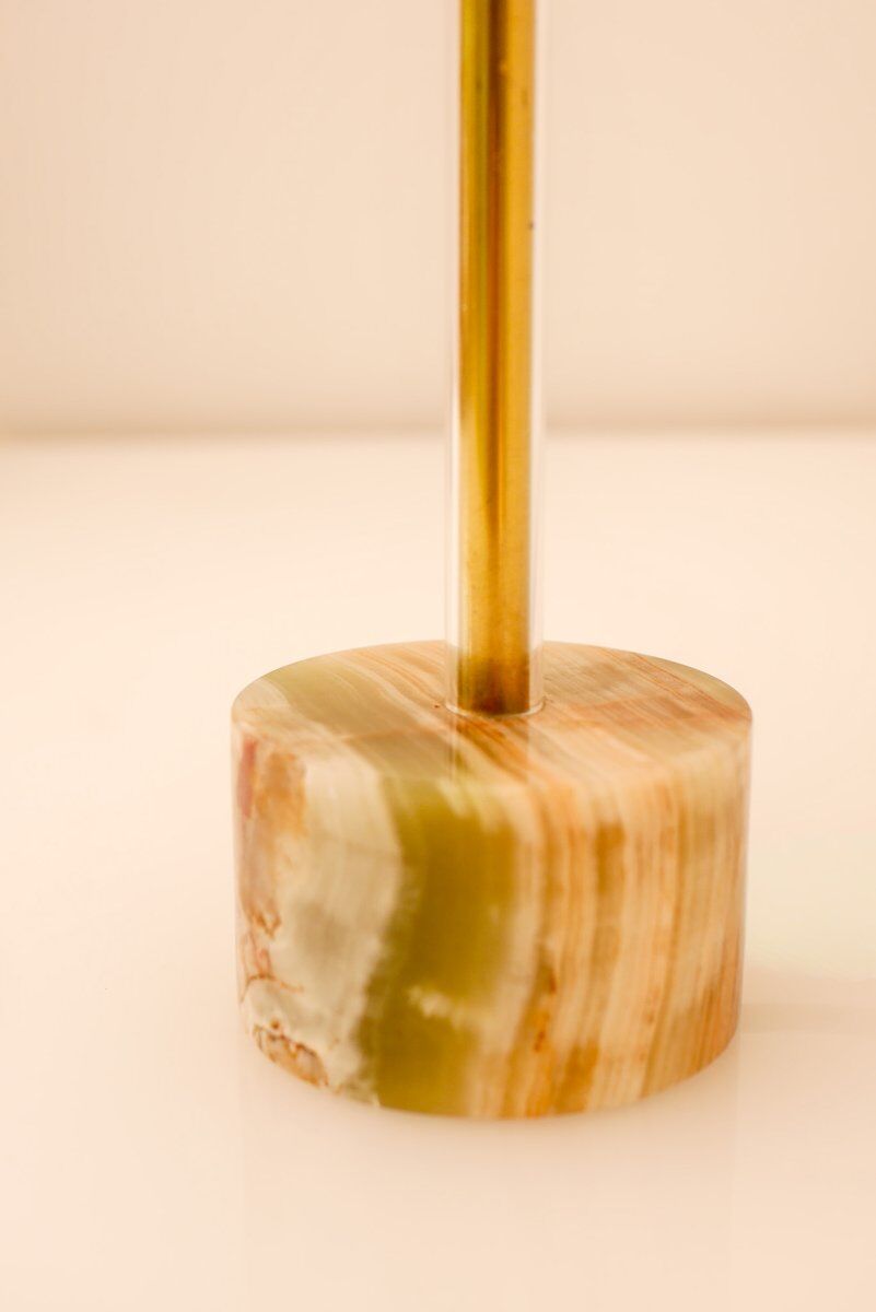 Mid-century modern Italian onyx and brass table lamps, set of 2