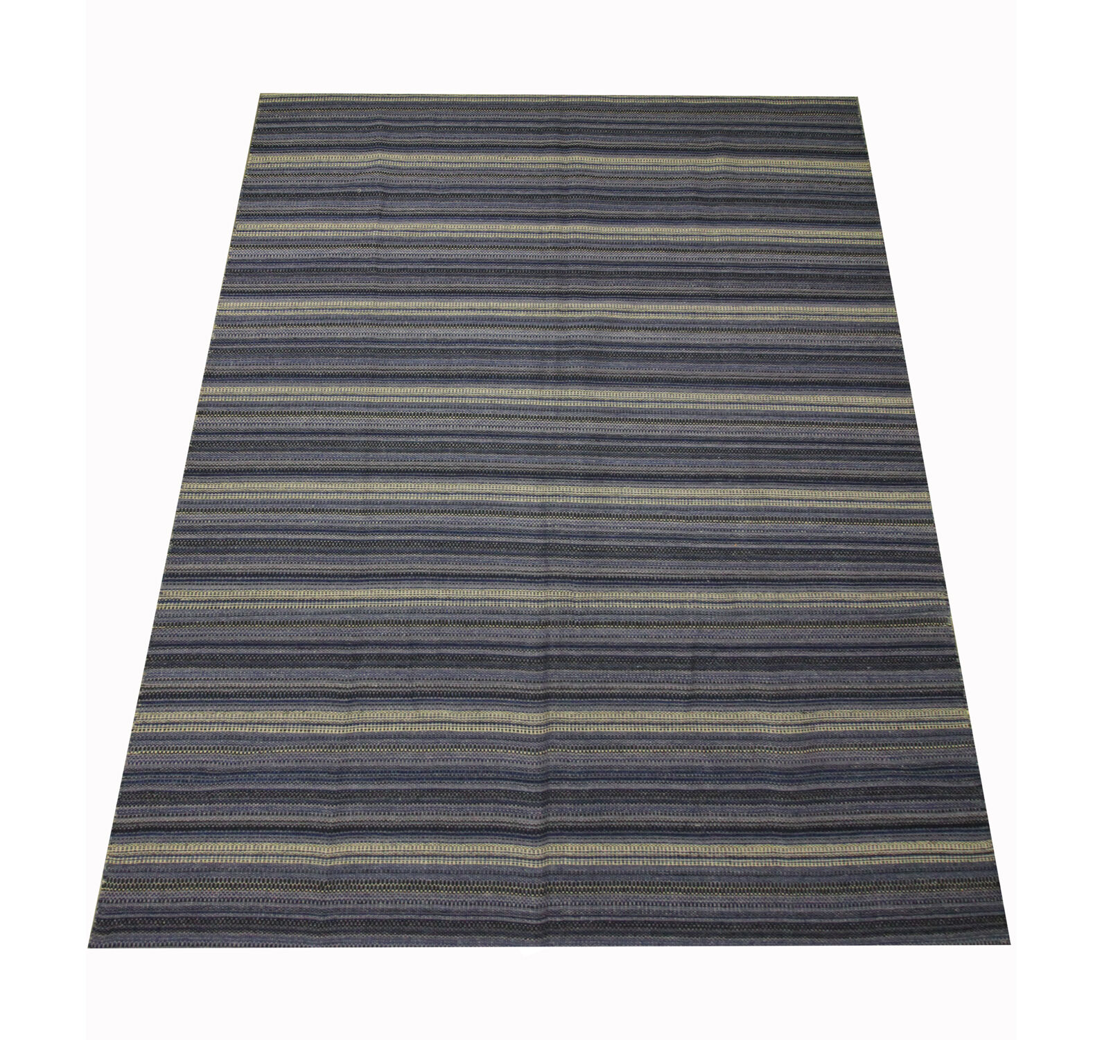 Modern Blue Wool Kilim Area Rug Handmade Flat-Woven Rug- 183x275cm