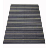 Modern Blue Wool Kilim Area Rug Handmade Flat-Woven Rug- 183x275cm