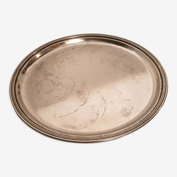 OLRI silver metal round serving tray