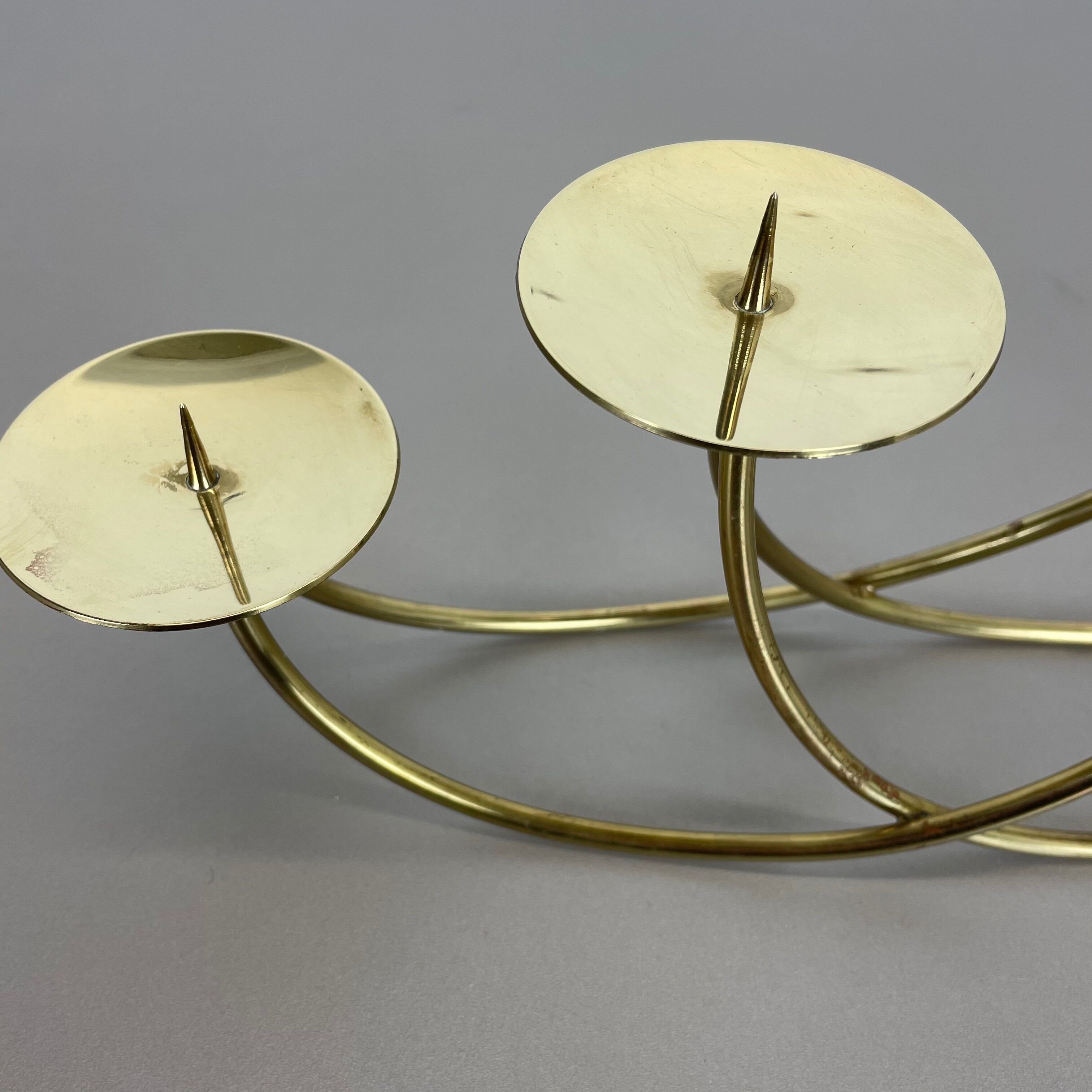 Sculptural solid brass candleholder by Harald Buchrucker Bauhaus, Germany, 1950s