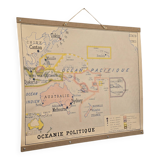 Old geography map school map Oceania political and physical co