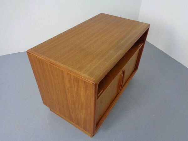 Small Teak Tambour Media Sideboard from Dyrlund, 1970s