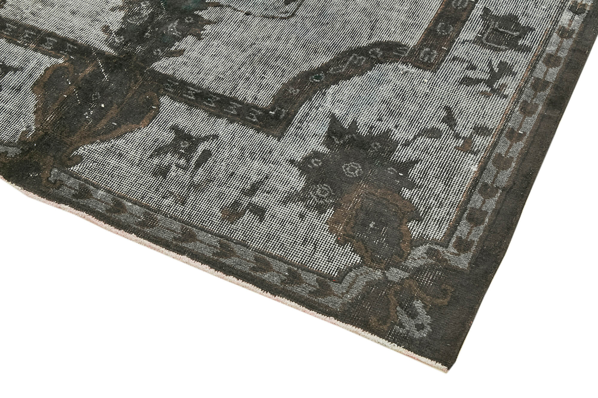 Handwoven unique turkish 1980s 166 cm x 300 cm black rug