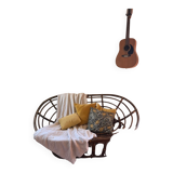 Papasan rotin  bois canapé 2-3 places