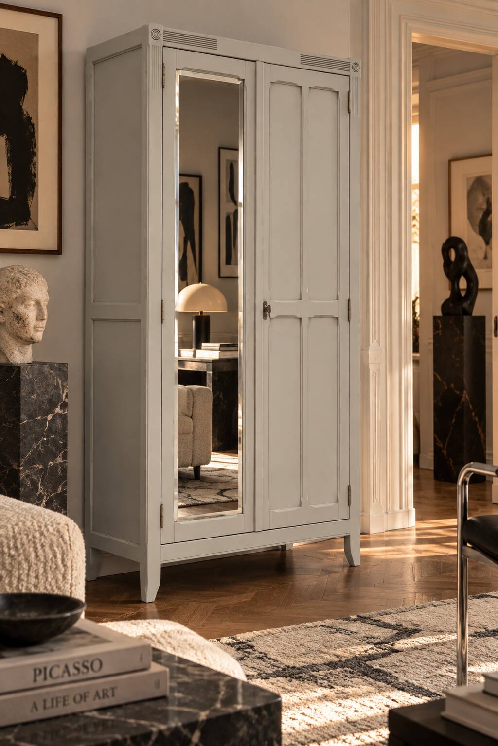 Armoire parisienne art déco rénovée miroir biseauté