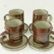 Lot 4 mugs & sous-tasses grès émaillé vintage années 70