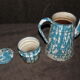 Vintage coffee maker in French sky blue enamel