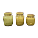Ensemble de trois pots bocaux en verre jaune vintage