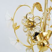 Vintage flower chandelier in Murano glass and brass with 2 burners. Year 70