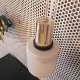 Vintage pendant light in opaline and gold