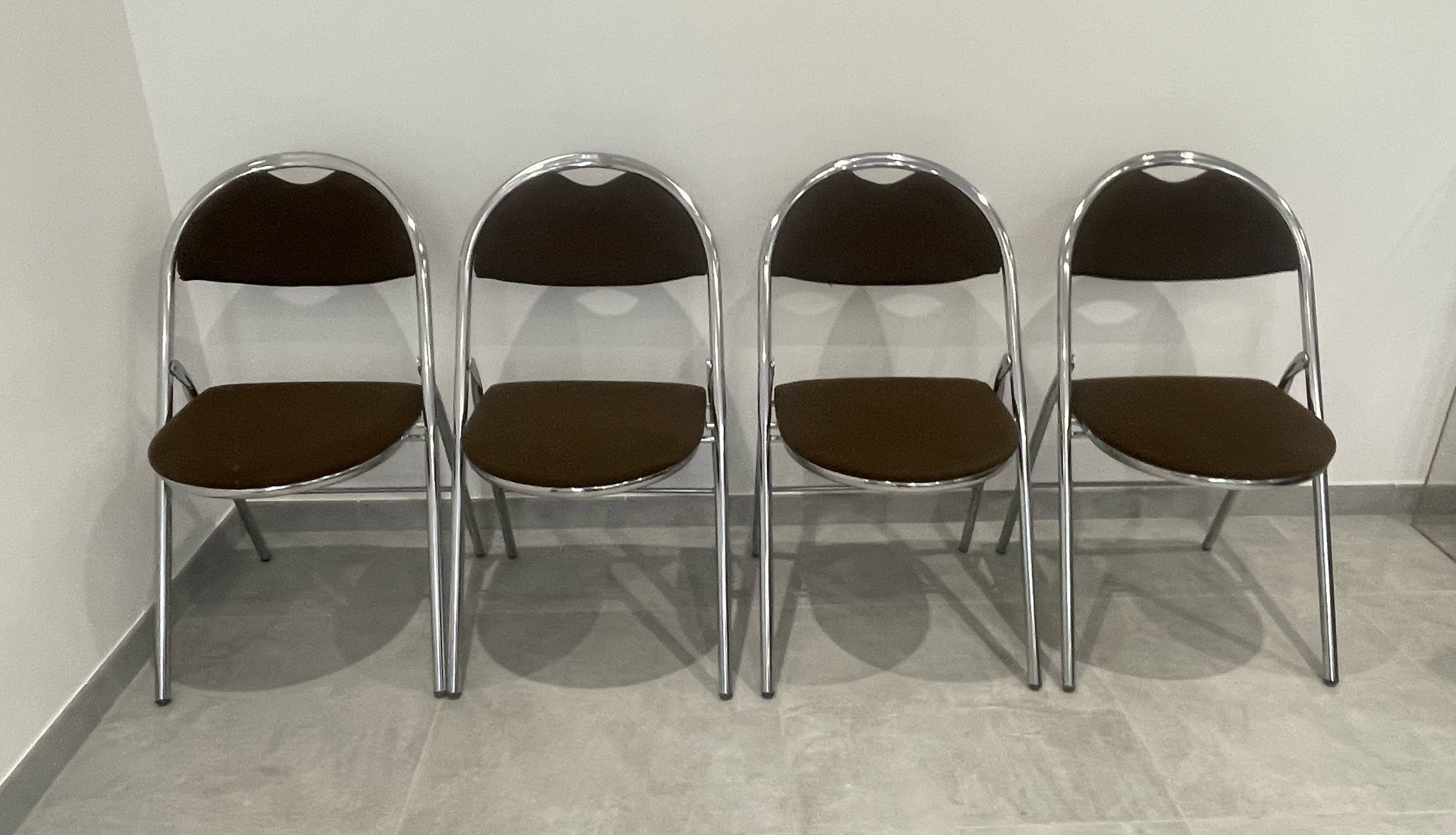 Set of 4 folding chairs in Trigano Hestia fabric