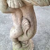Putto au poisson, statue ancienne, porte plantes vintage