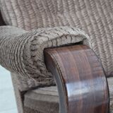 1970s, Danish armchair, light brown furniture corduroy, dark beech wood.