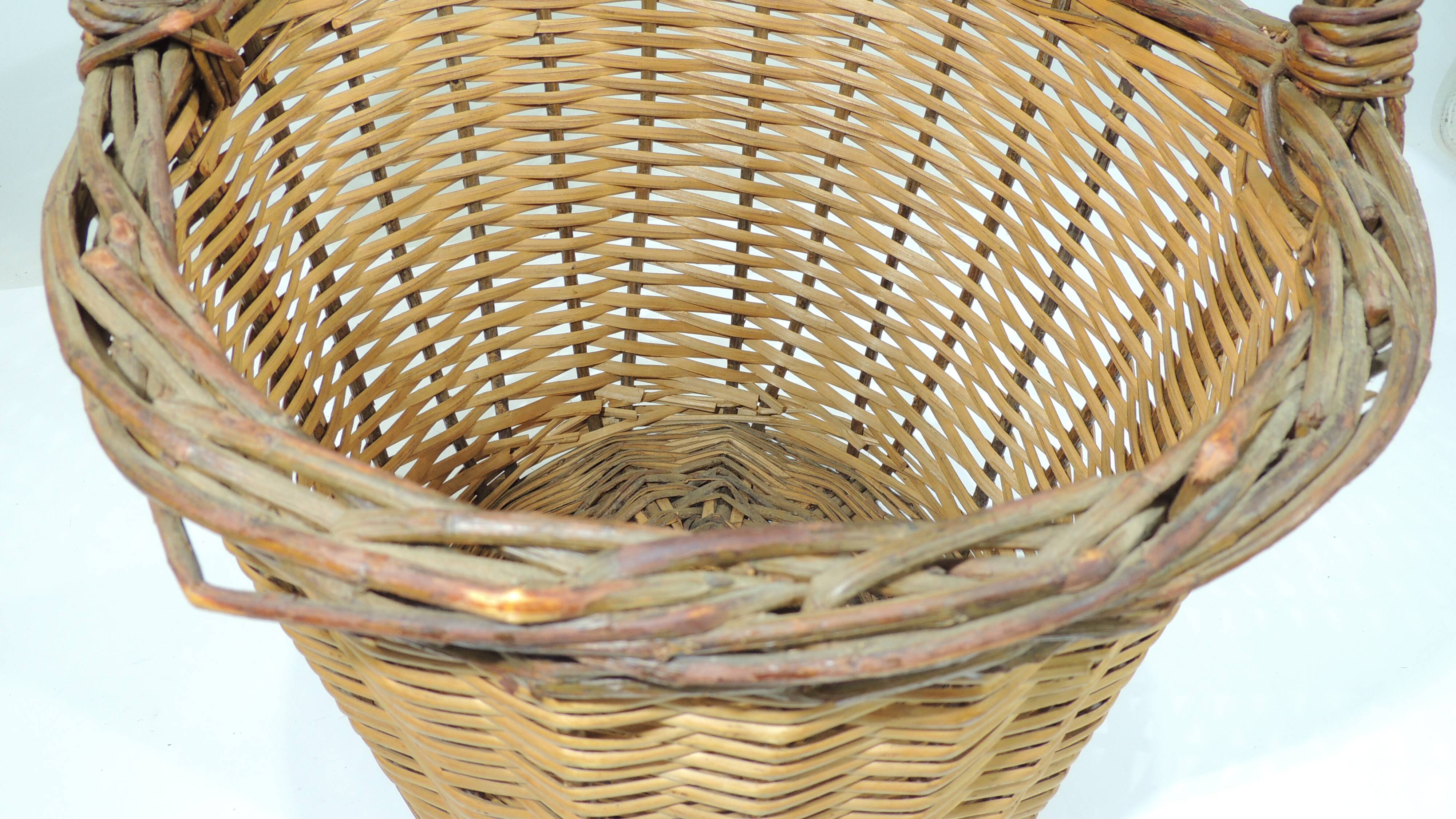 Antique wicker basket / handmade / vintage