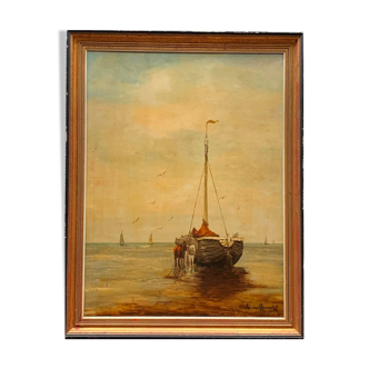 Tableau "Paysage marin" E. Remortel