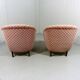 Ensemble de 2 fauteuils club en velours rose années 1950