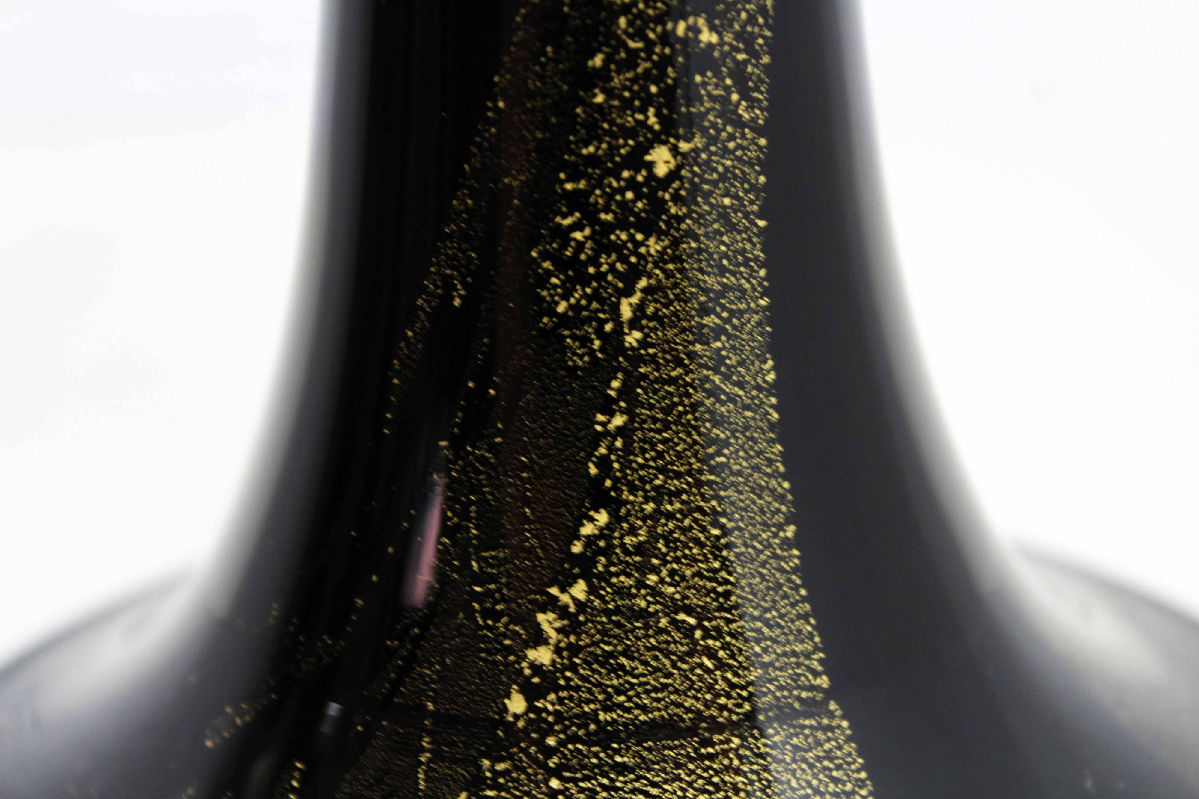 Theresienthal black and gold glass vase 1970