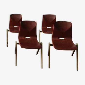 4 chairs S22 Thur op seat for Galvanitas, 1960's