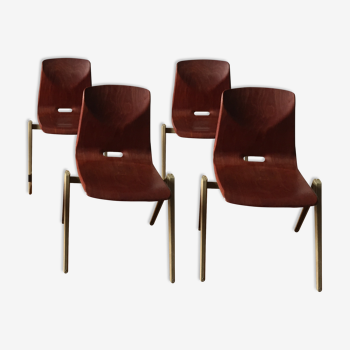 4 chaises S22 Thur op seat pour Galvanitas, 1960’s