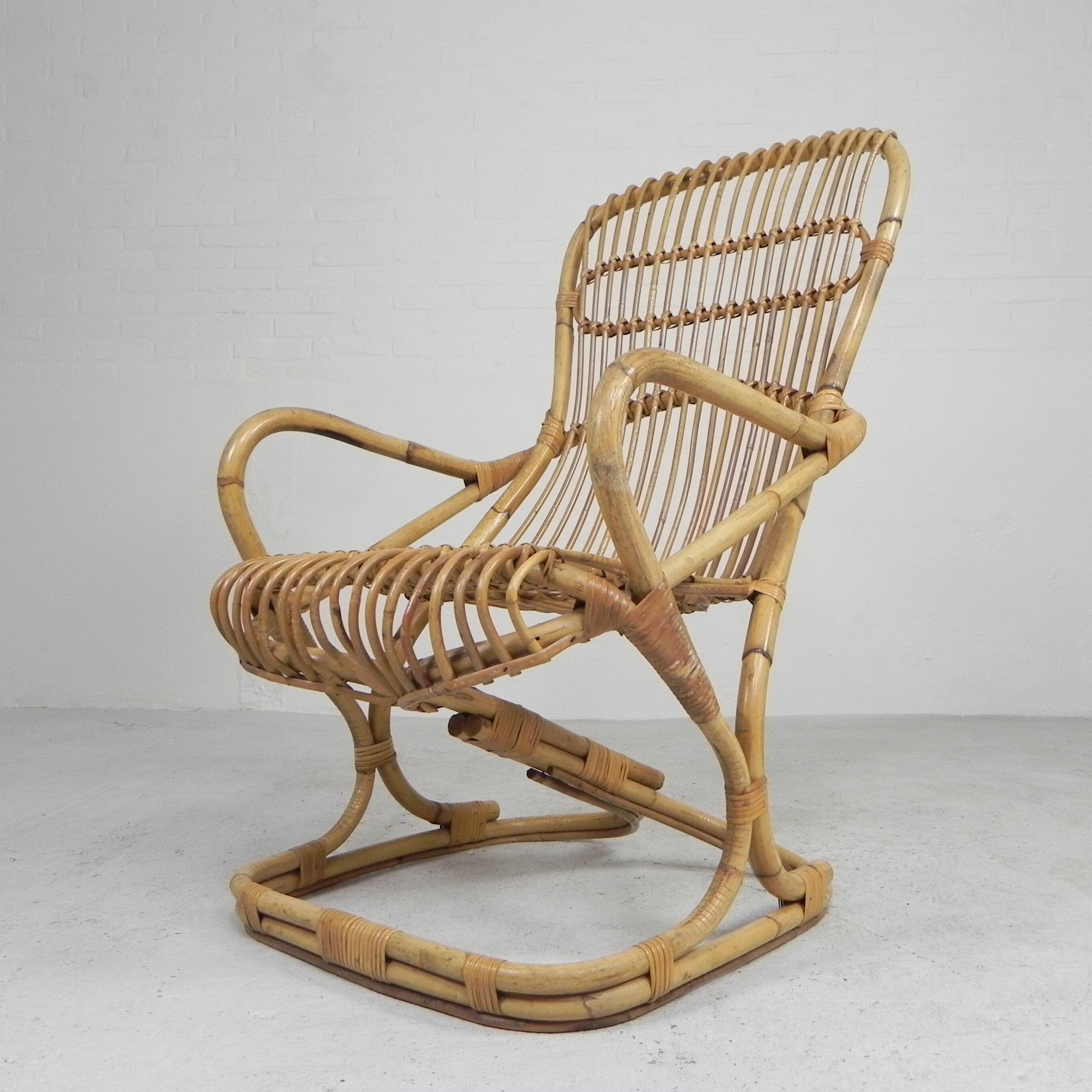 Bamboo armchair by Tito Agnoli, 1960s