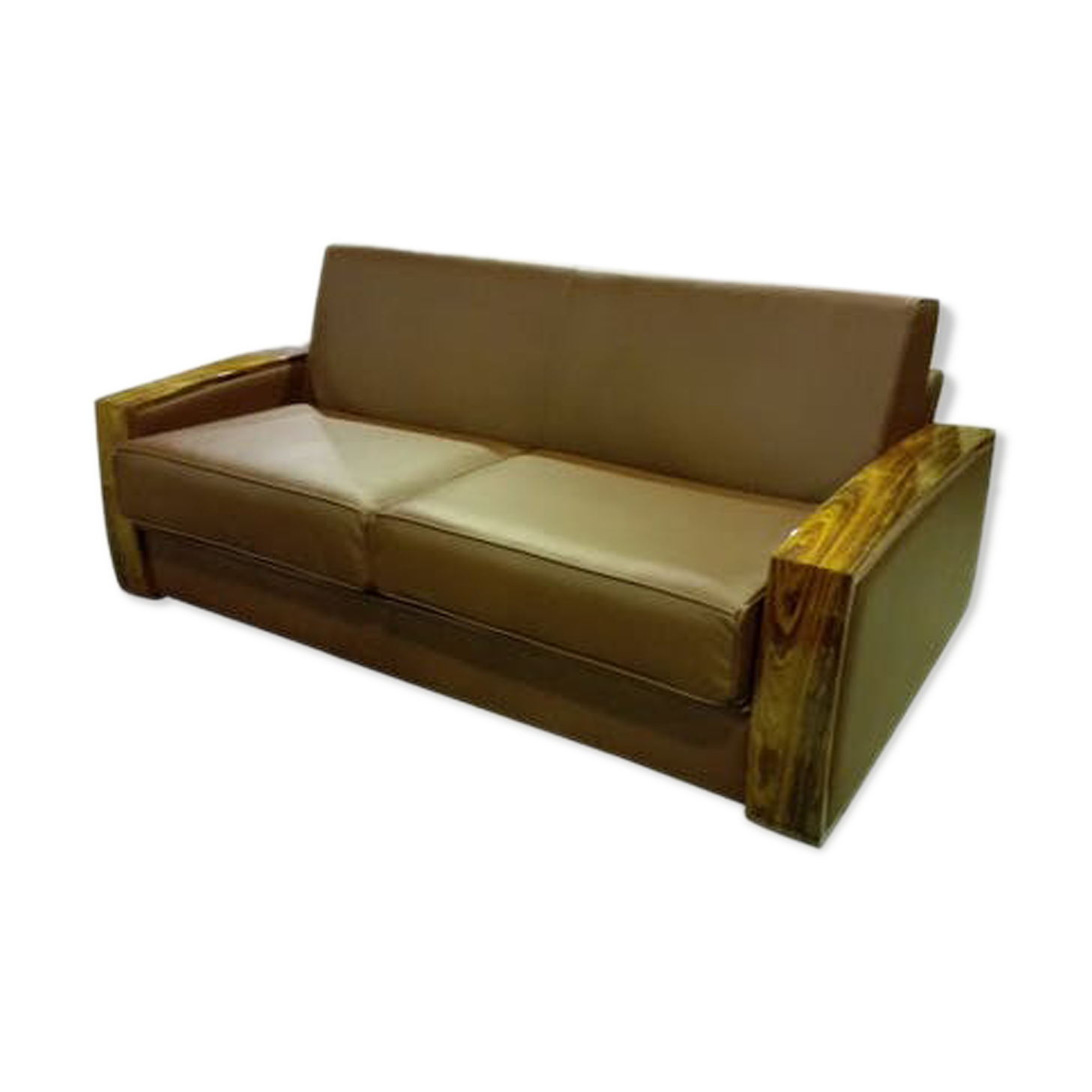 Art Deco leather convertible sofa