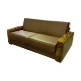 Art Deco leather convertible sofa