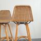 Paire de tabourets vintage en rotin & bambou 1950