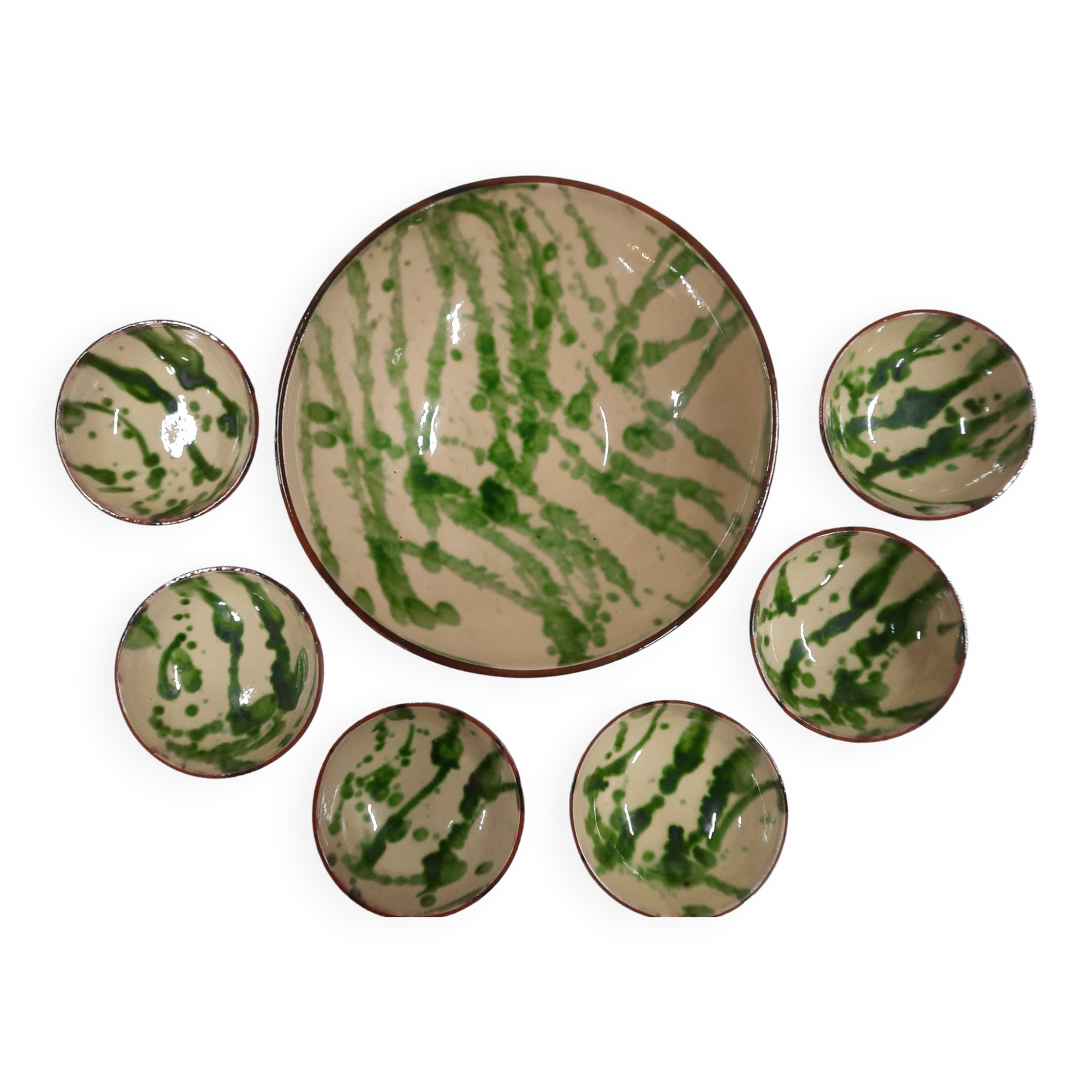 Glazed terracotta dessert service from alsace