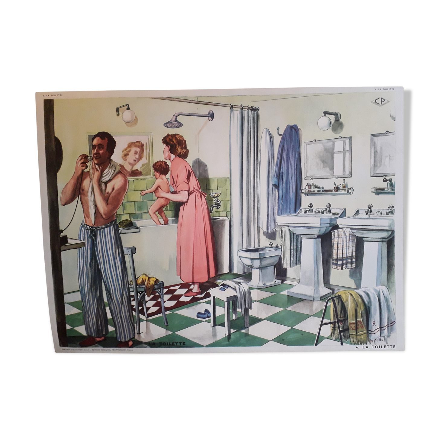 School poster Rossignol 50s editions "at the butcher's house"
