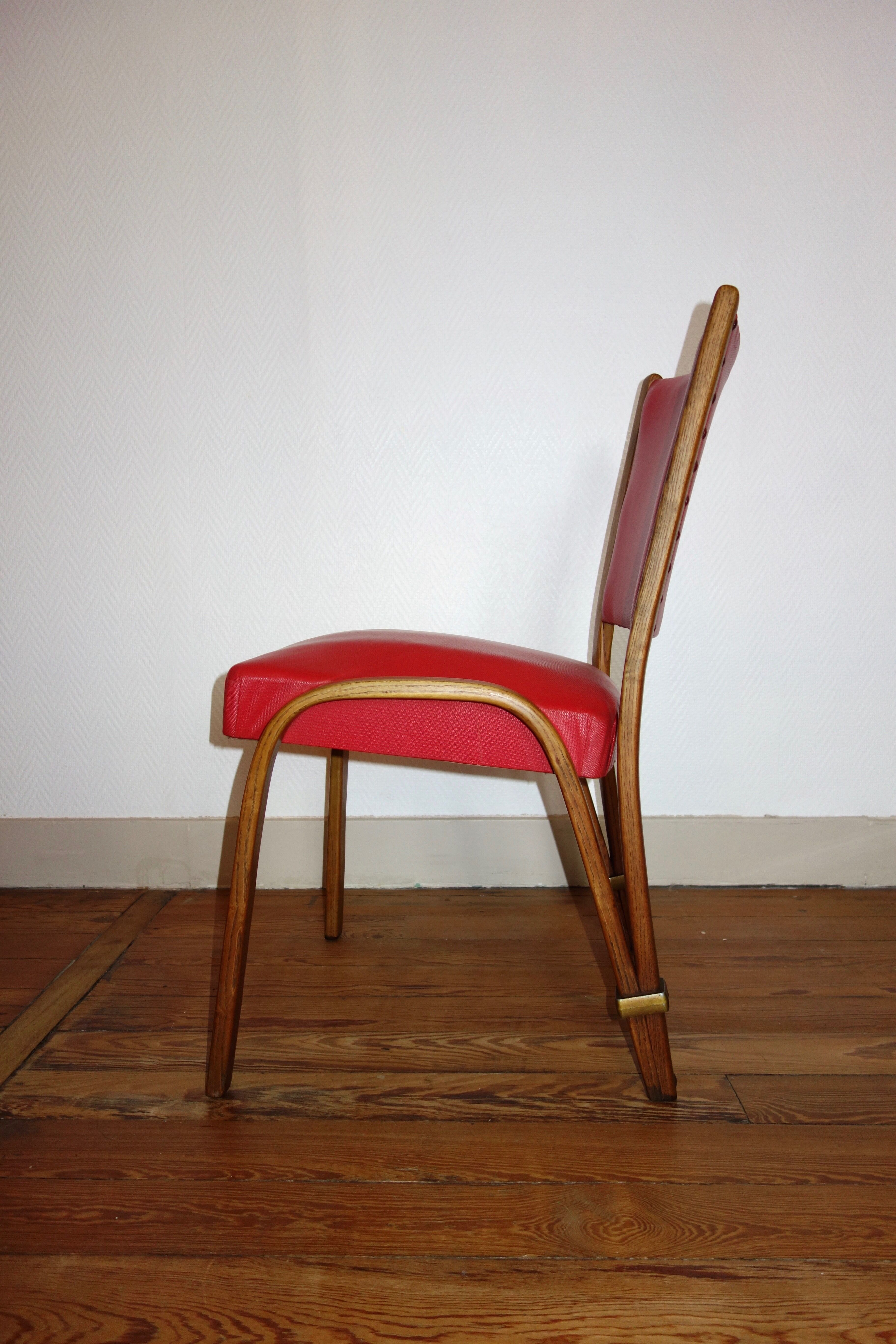 4 chairs "bow wood" by Hugues Steiner 50