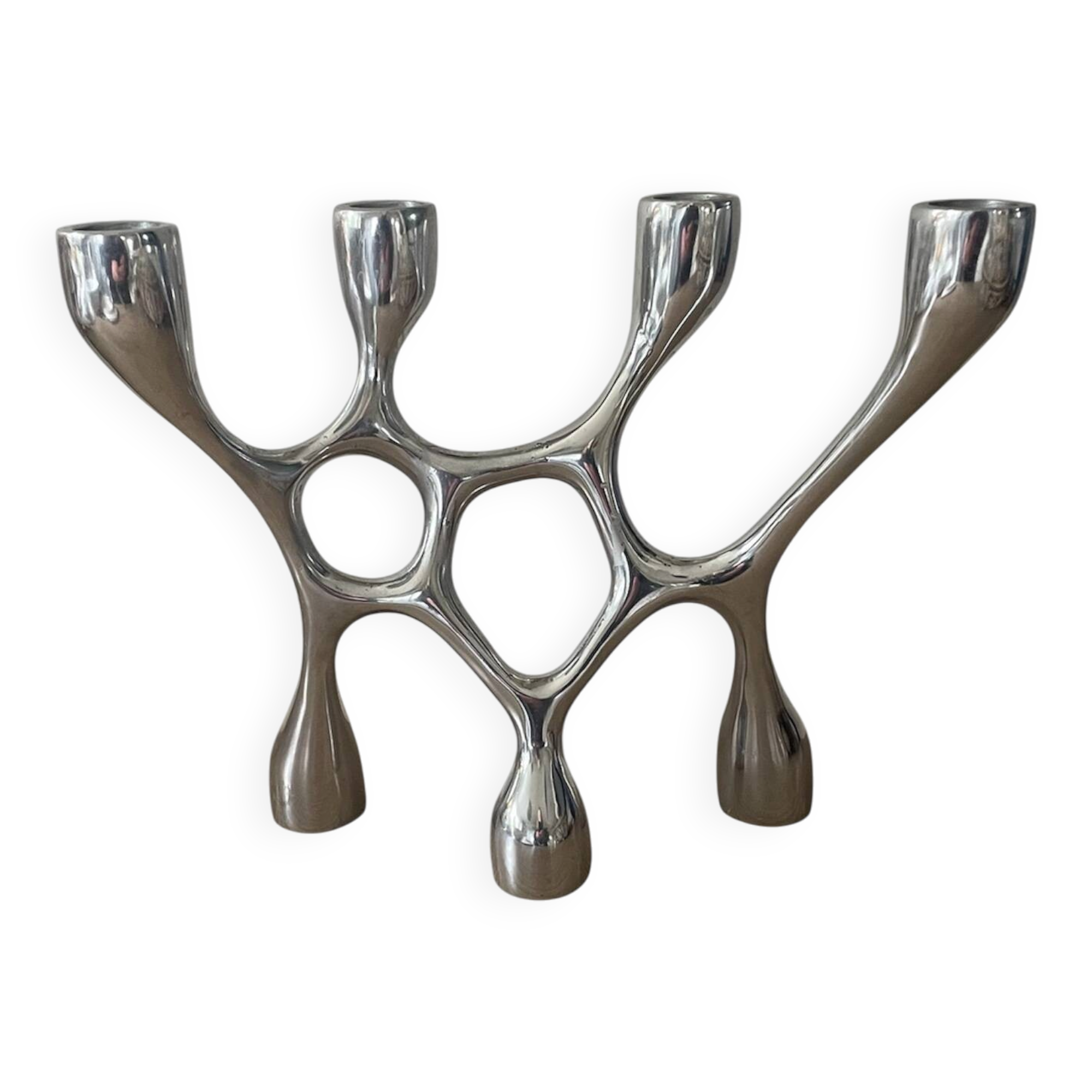 Vintage aluminium cast iron candlestick