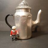 Cafetière aluminium ancienne à cabochon de verre