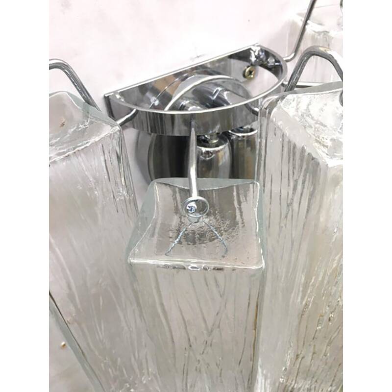 21st Century Clear "Squared" Murano Glass Wall Sconces
