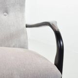 Guglielmo Ulrich Two Seat Sofa in Grey Silver Fabric. Italy, 1950s